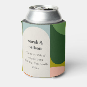 Colourful Groovy Retro Arch Bold Abstract Wedding Can Cooler