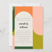 Colourful Groovy Retro Arch Bold Rehearsal Dinner Invitation (Front)