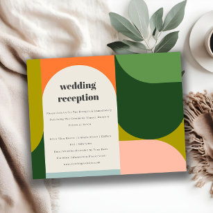 Colourful Groovy Retro Arch Bold Wedding Reception Enclosure Card