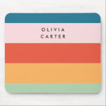 Colourful Groovy Retro Horizontal Stripe Name Mouse Pad<br><div class="desc">Colourful Groovy Retro Horizontal Stripe Name mouse pad perfect as a gift to your friend,  aunt,  mum,  colleague,  or co-worker.</div>