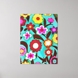 Colourful Groovy Seventies Floral Abstract Canvas Print
