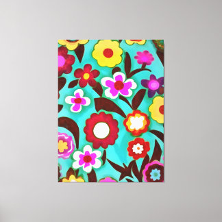 Colourful Groovy Seventies Floral Abstract Canvas Print