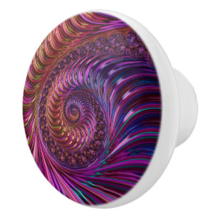 Colourful Groovy Trippy Funky Spiral Fractal Art Ceramic Knob