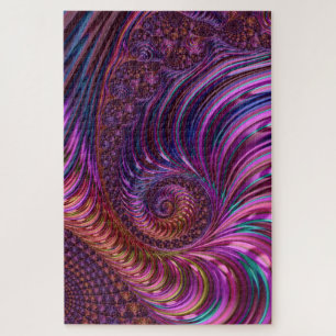 Colourful Groovy Trippy Funky Spiral Fractal Art Jigsaw Puzzle