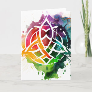 Colourful Grunge Celtic Watercolor St Patrick's Da Card