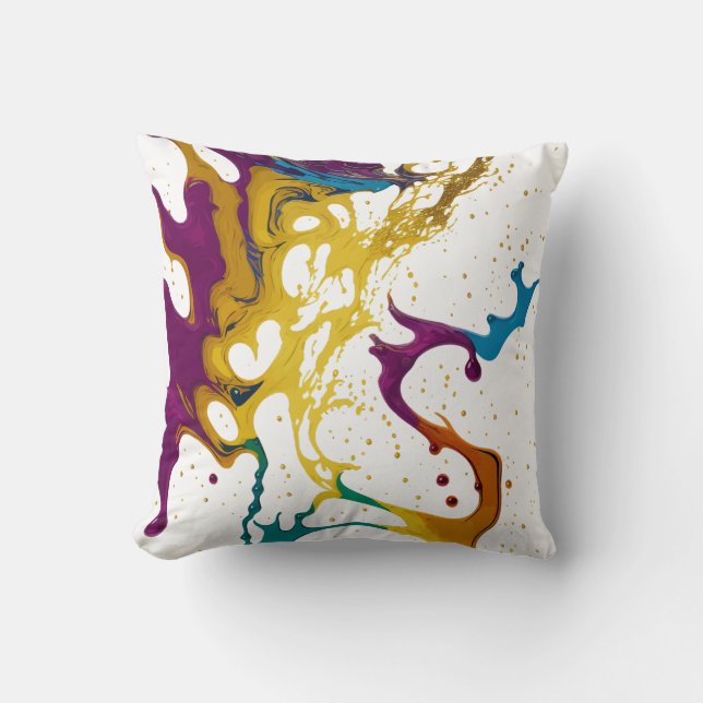 Colourful Grunge Dripping Marble Ink Splash  Cushion (Front)