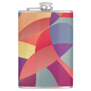 Colourful Grunge: Geometric Triangles Background Hip Flask
