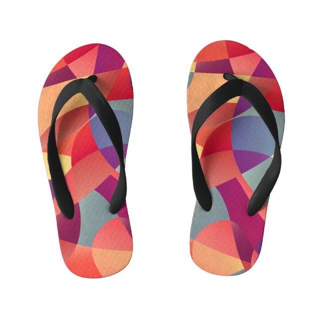 Colourful Grunge: Geometric Triangles Background Kid's Jandals (Footbed)