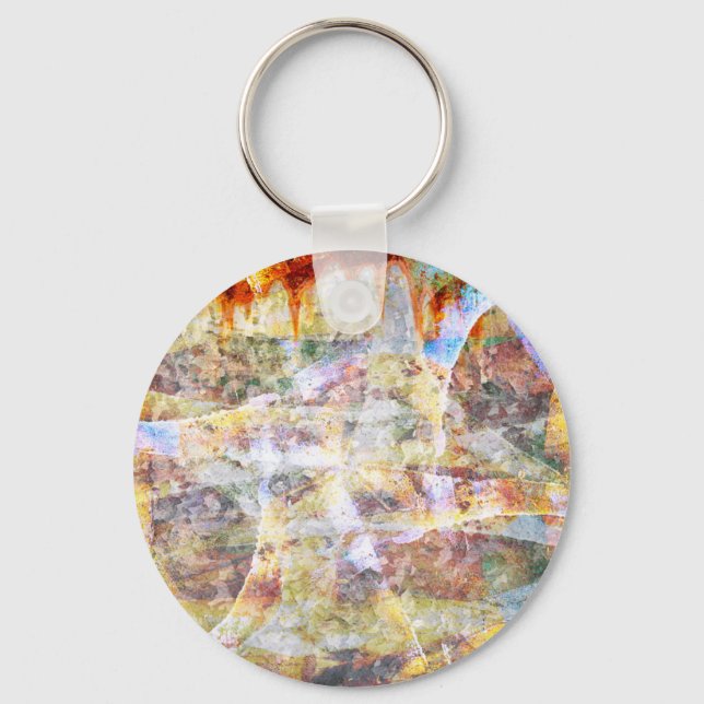 Colourful grunge graffiti key ring (Front)