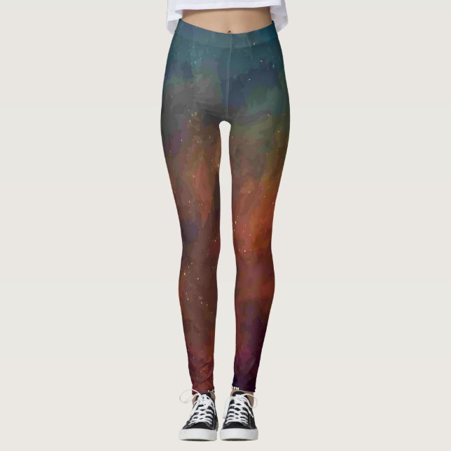 Colourful Grunge Paint Effect  Leggings (Front)