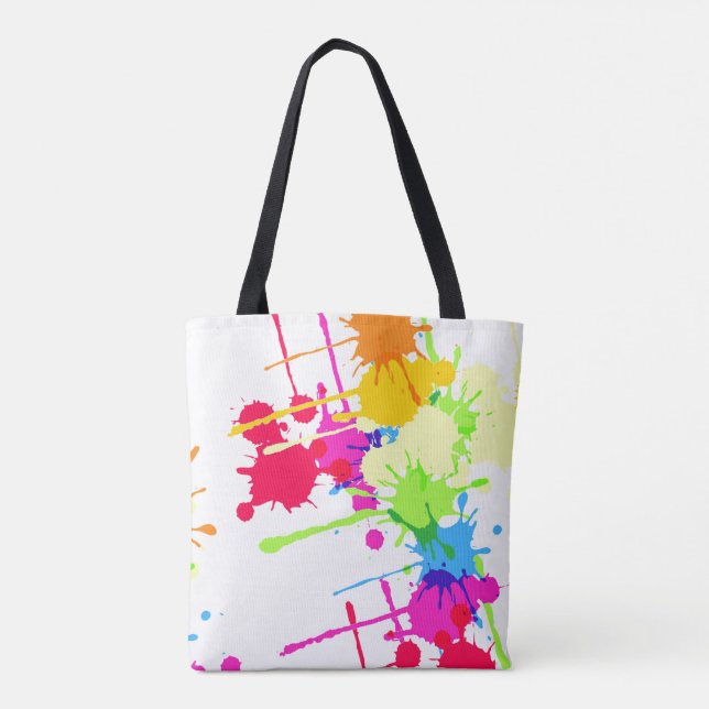 Colourful Grunge Paint Splatter Tote Bag (Back)