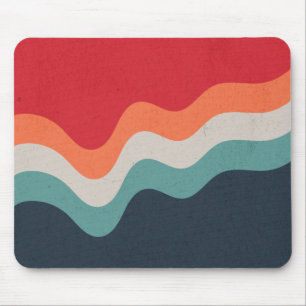 Colourful grunge retro style waves mouse pad