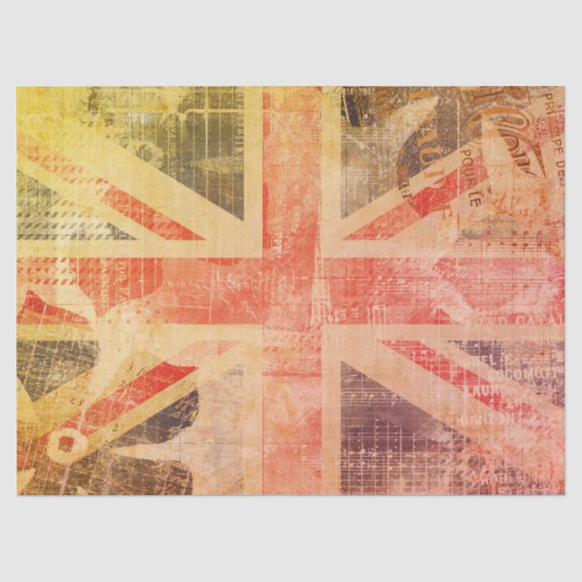 Colourful Grunge Union Jack Posh Gift Wrap Tissue Paper (Front)