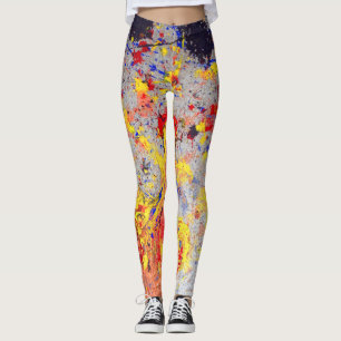 Colourful grungy artsy paint splash leggings