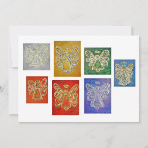 Colourful Guardian Angel Art Custom Invitations