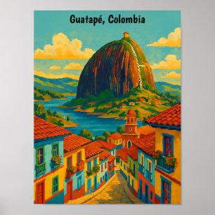 Colourful Guatape El Penol Rock Colombia  Poster