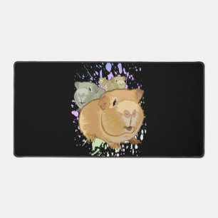 Colourful Guinea Pig Trio Paint Splash Pet Lover Desk Mat