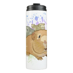 Colourful Guinea Pig Trio Rainbow Paint Splash Thermal Tumbler