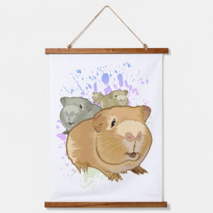 Colourful Guinea Pig Trio Rainbow Paint Splash Wal Hanging Tapestry