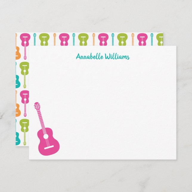 Colourful Guitar Musical  Note Card (Front/Back)
