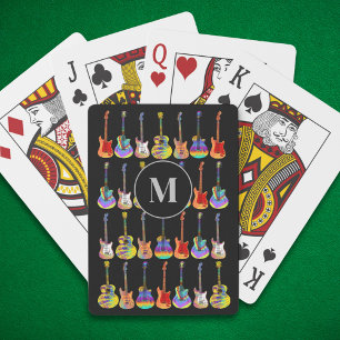 colourful guitar pattern personalised  playing cards