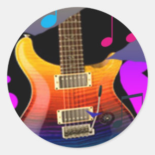 Colourful Guitar - Rock On! Classic Round Sticker