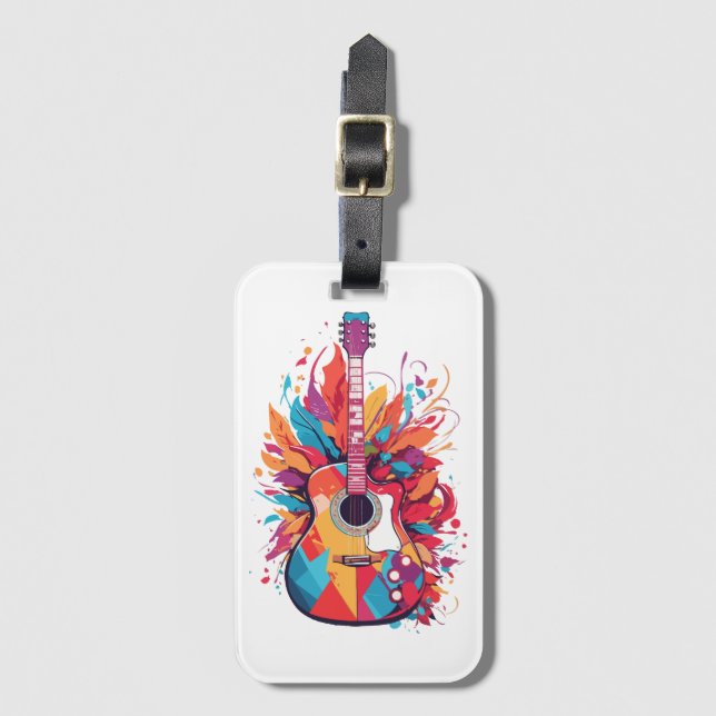 Colourful Guitar Splash Art Clip Art Luggage Tag (Front Vertical)