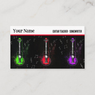 Colourful Guitar Trio Music Instructor Guitarist Business Card