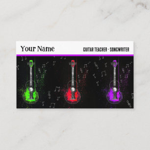 Colourful Guitar Trio Music Instructor Guitarist Business Card