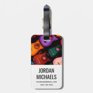 Colourful Guitars Add Your Name Luggage Tag