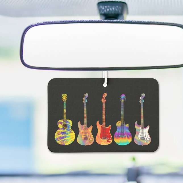 Colourful Guitars Car Air Freshener (Colorful guitar funky car air freshener )