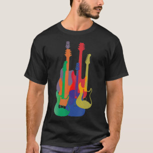 Colourful Guitars Guitarist Musician Music Gift  T-Shirt