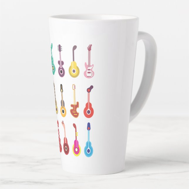 Colourful guitars latte mug (Right Angle)