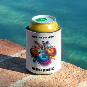 Colourful Guitars Live Life Out Loud with Music Can Cooler