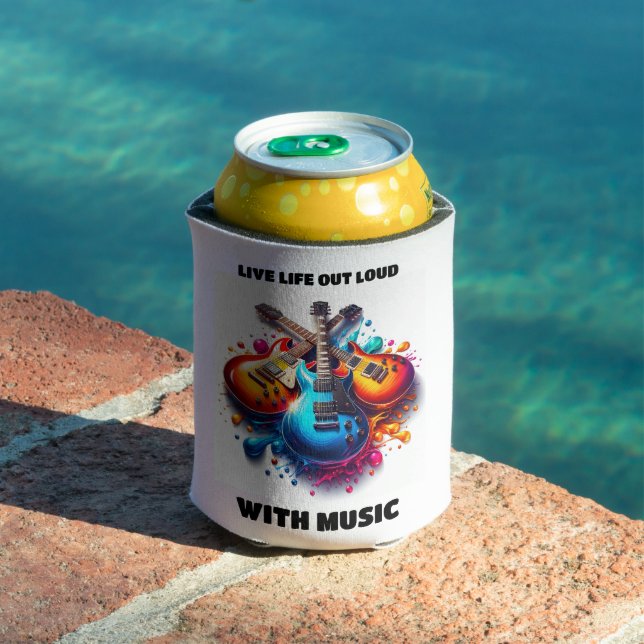 Colourful Guitars Live Life Out Loud with Music Can Cooler (In Situ Pool)