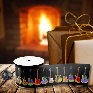 Colourful guitars on Black Satin Ribbon