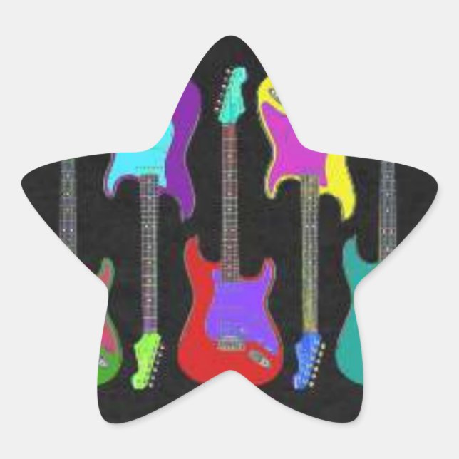 Colourful Guitars Star Sticker (Front)