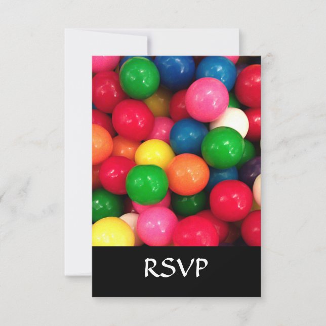 Colourful Gum Ball Candy RSVP Card (Front)