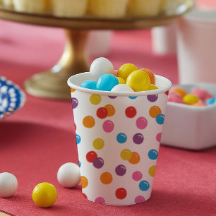 Colourful Gumball Candy Kids Birthday Party Paper Cups