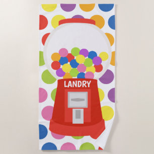 Colourful Gumball Machine Personalised Beach Towel