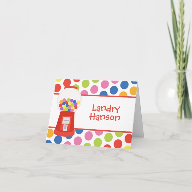 Colourful Gumballs Personalised Folded Note Cards (Front)