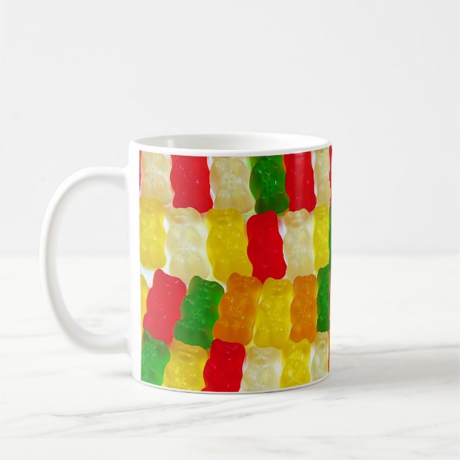 Colourful gummi bear candy coffee mug (Left)