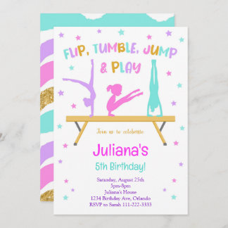 Colourful Gymnastic Birthday Invitation
