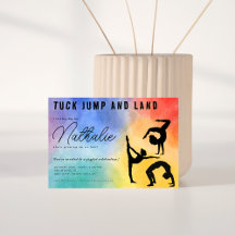 Colourful Gymnastic girl Birthday Party Invitation