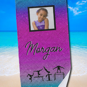 Colourful Gymnastics Tumble and Flip Beach Towel