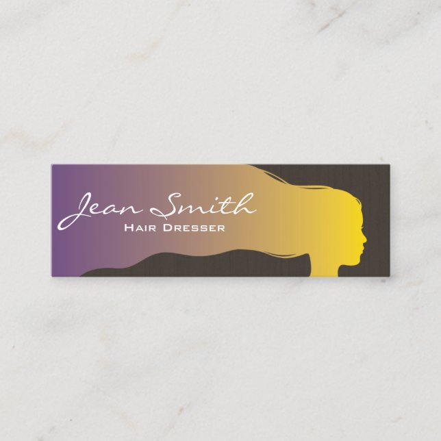Colourful Hair Girl Hair Stylist Mini Business Car Mini Business Card (Front)