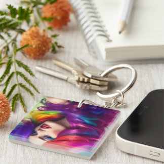 colourful hair key ring