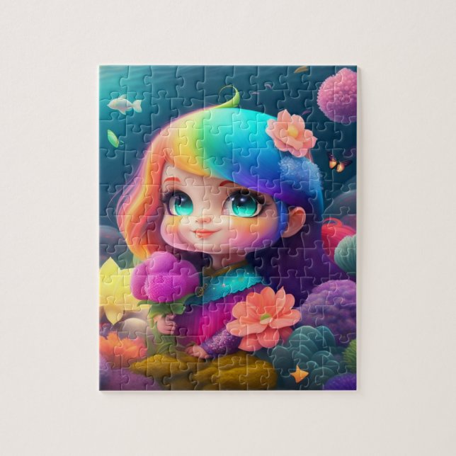 Colourful Hair Little Girl Jigsaw Puzzle (Vertical)