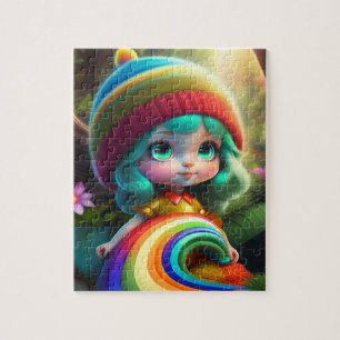 Colourful Hair Little Girl Jigsaw Puzzle