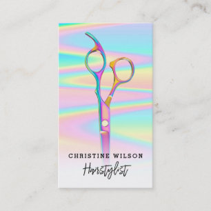 colourful hair scissors logo business card